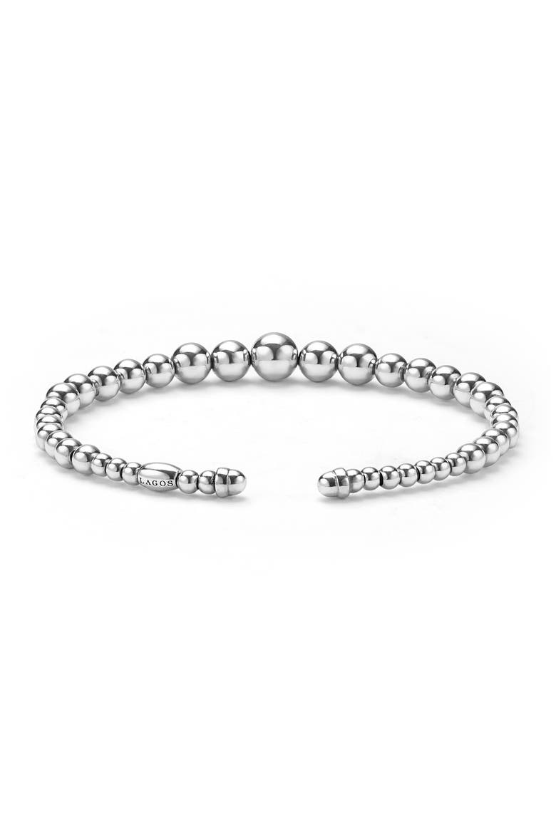 Caviar Bubbly Cuff Bracelet, Alternate, color, STERLING SILVER