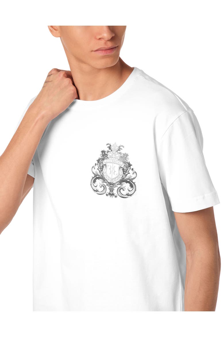 T-Shirt Round Neck Ss Crest Baroque Men, Alternate, color, white