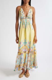 Camilla Barcelona Beaded Silk Halter Maxi Dress