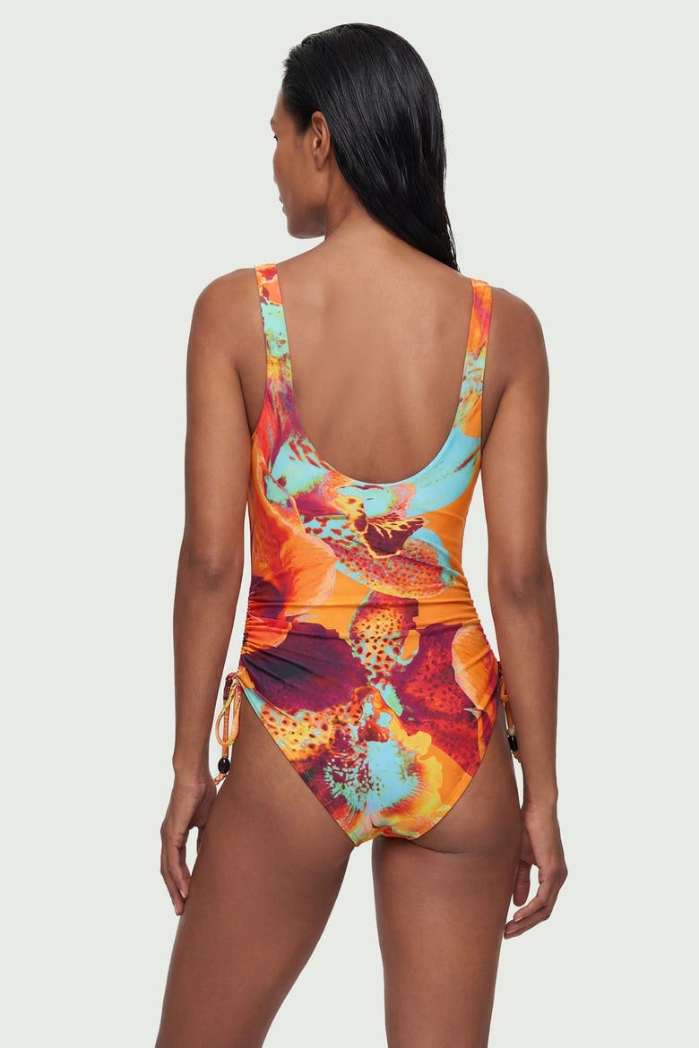 Floral Beaded Swimsuit, Alternate, color, Orange