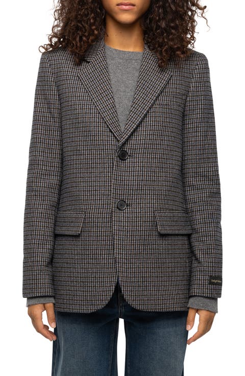Vanille Check Wool Blend Blazer