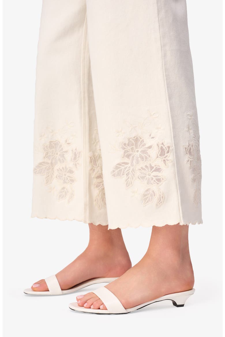 Memphis Embroidered Hem Wide Leg Pants, Alternate, color, MACADAMIA