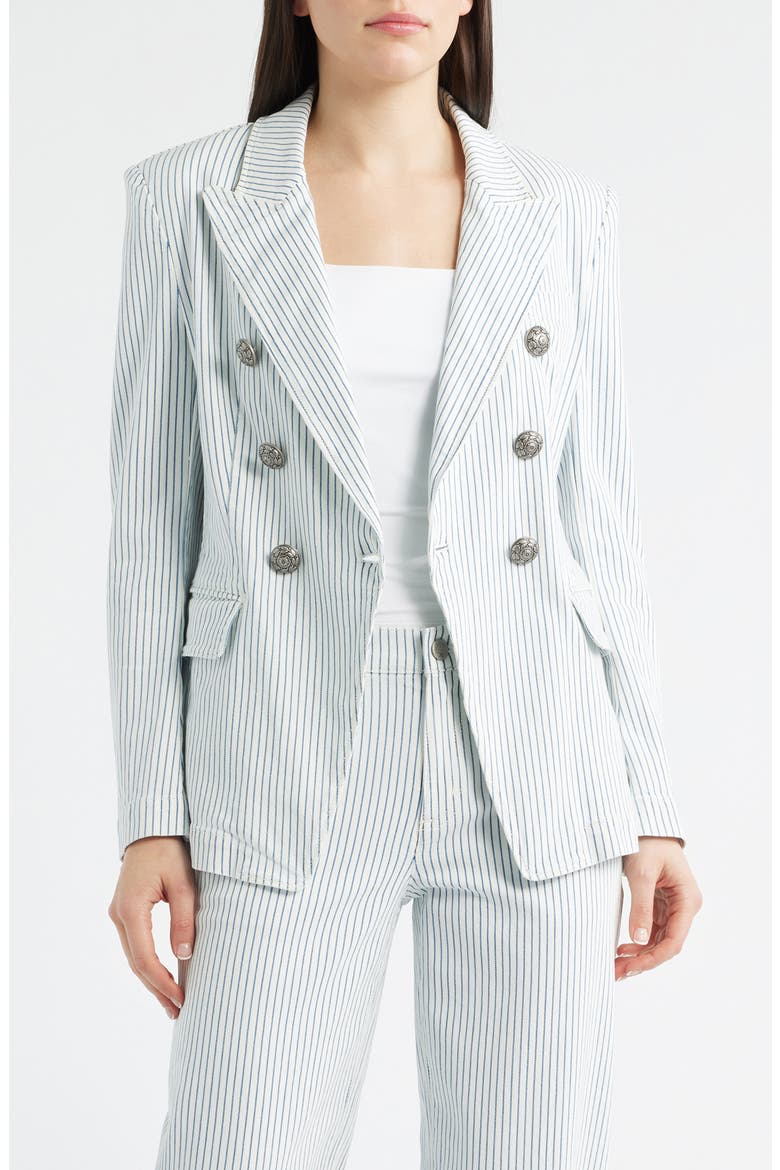 Cera Stripe Stretch Cotton Twill Double Breasted Jacket, Main, color, IVORY MULTI