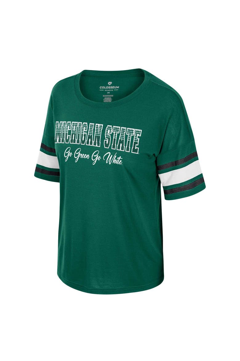 Women's Colosseum Green Michigan State Spartans I'm Gliding Here Rhinestone T-Shirt, Alternate, color, Green