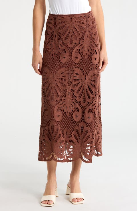 Lace Trim A-Line Skirt