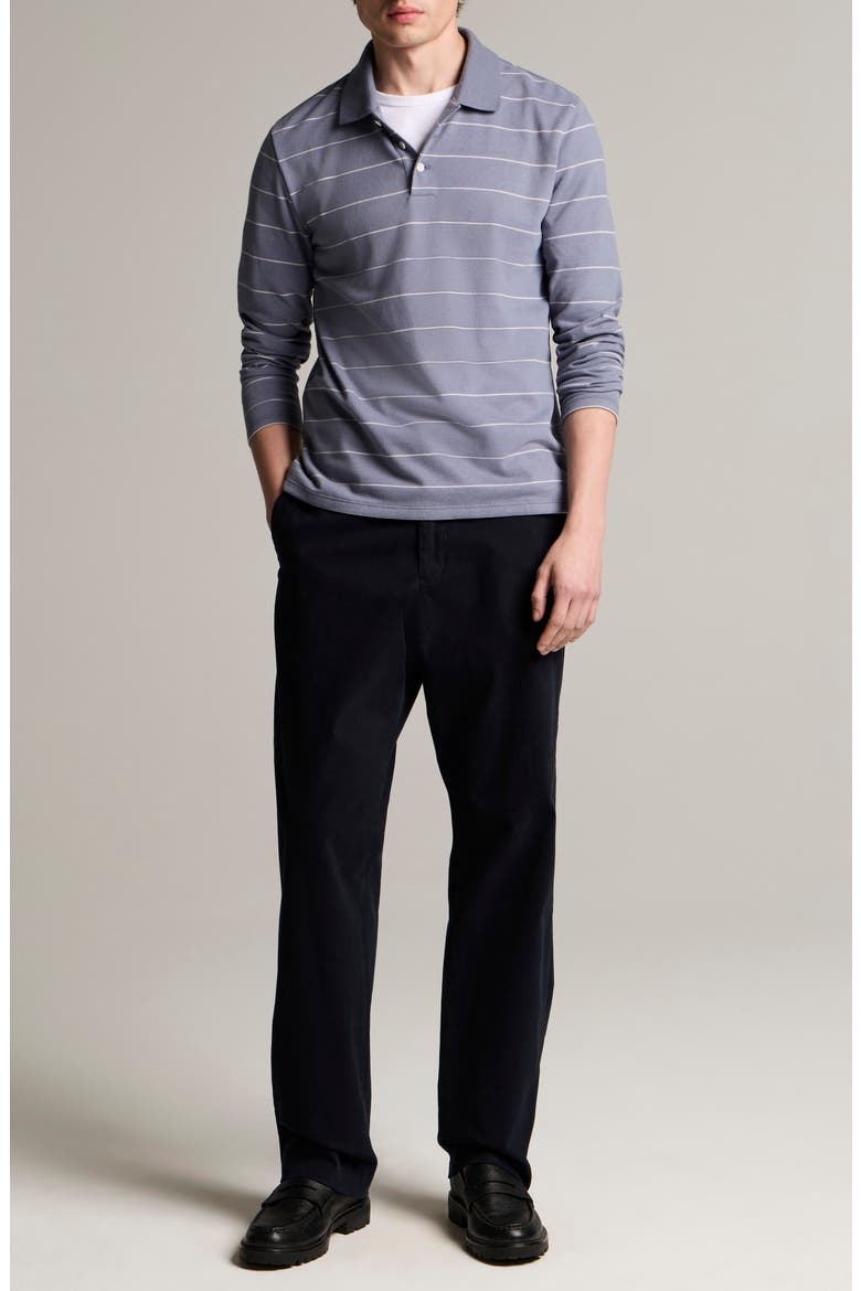 Striped Long Sleeve Polo, Alternate, color, HAWK BLUE/ SMOCK WHITE