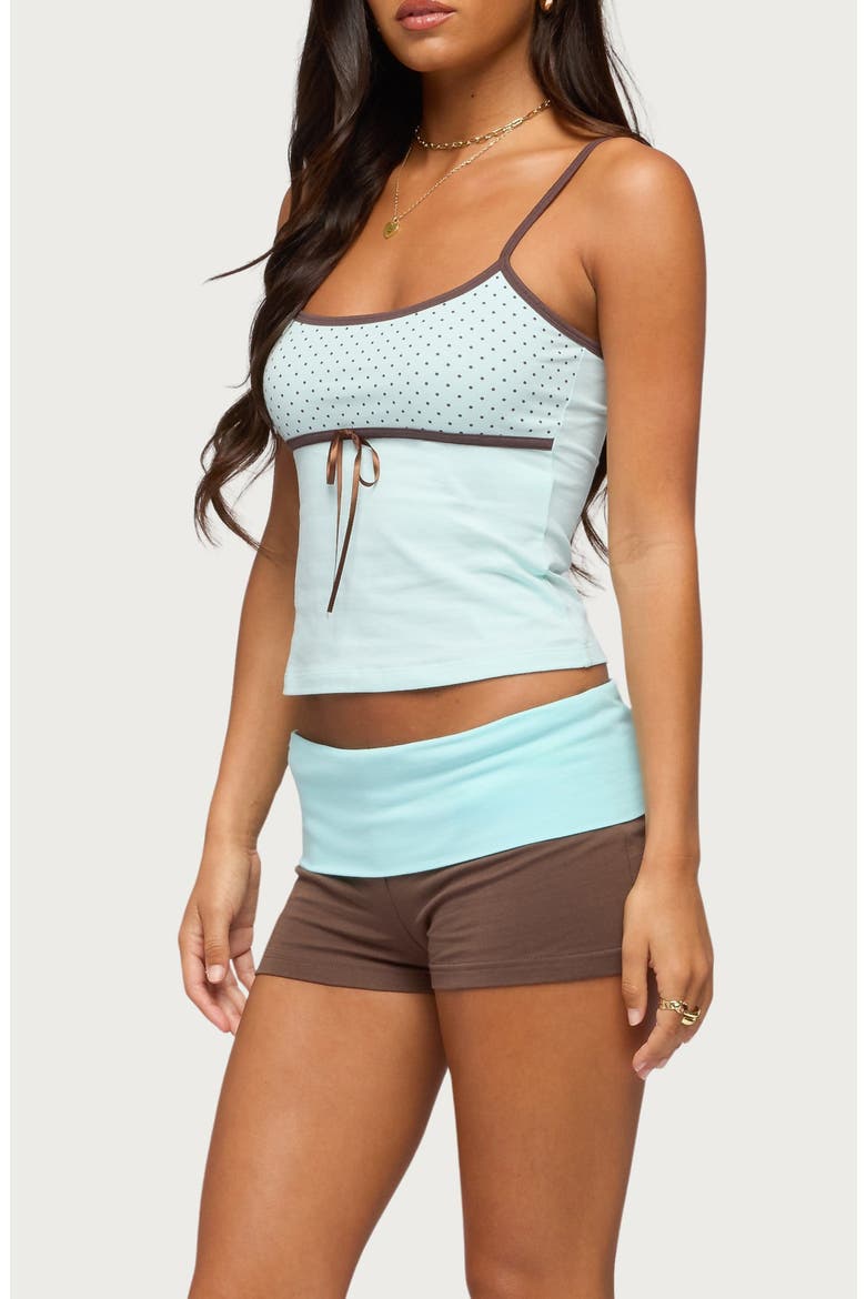 Rhoda Contrast Polka Dot Stretch Cotton Camisole, Alternate, color, TURQUOISE