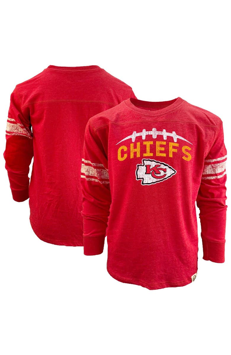 Wes & Willy Youth Wes & Willy Red Kansas City Chiefs Football Long Sleeve T-Shirt, Main, color,
