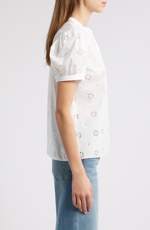 Frame The Eyelet Puff Sleeve Shirt In White