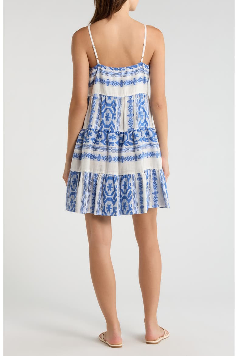 Embroidered Tiered Cotton Cover-Up Sundress, Alternate, color, NATURAL BLUE