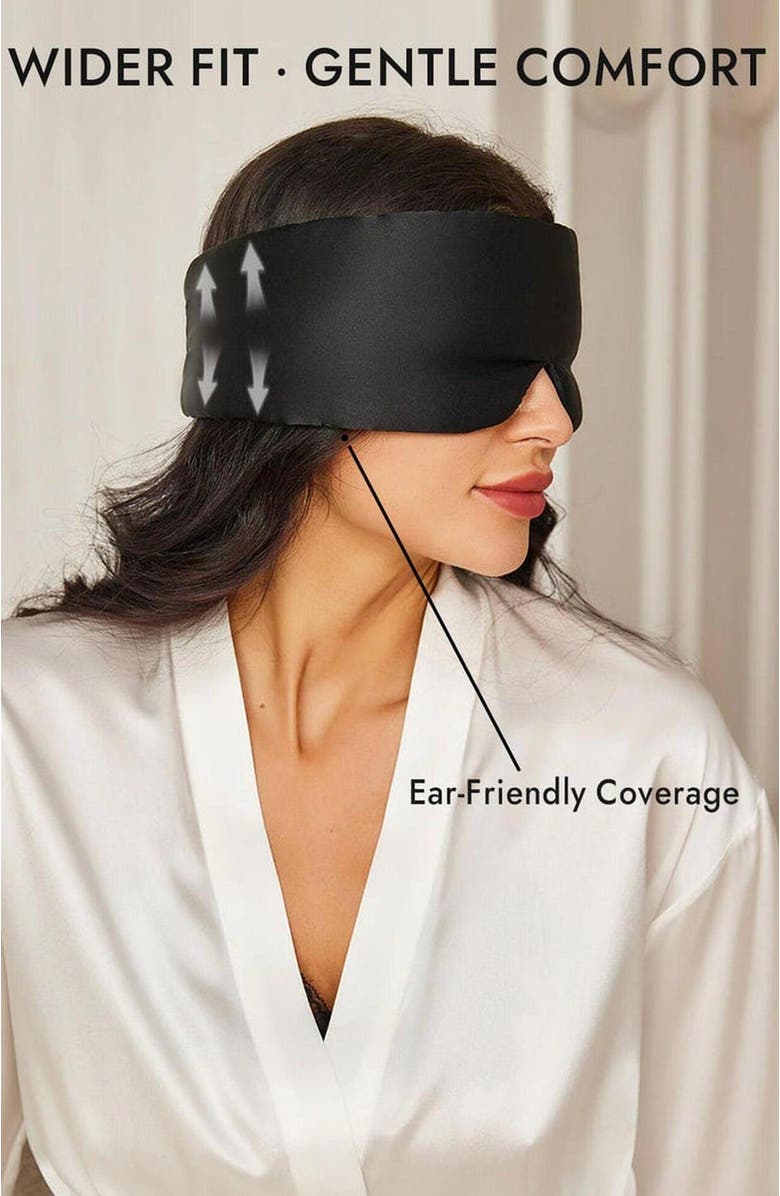 SILKSILKY Elegant One Piece Silk Sleep Eye Mask, Alternate, color, Black