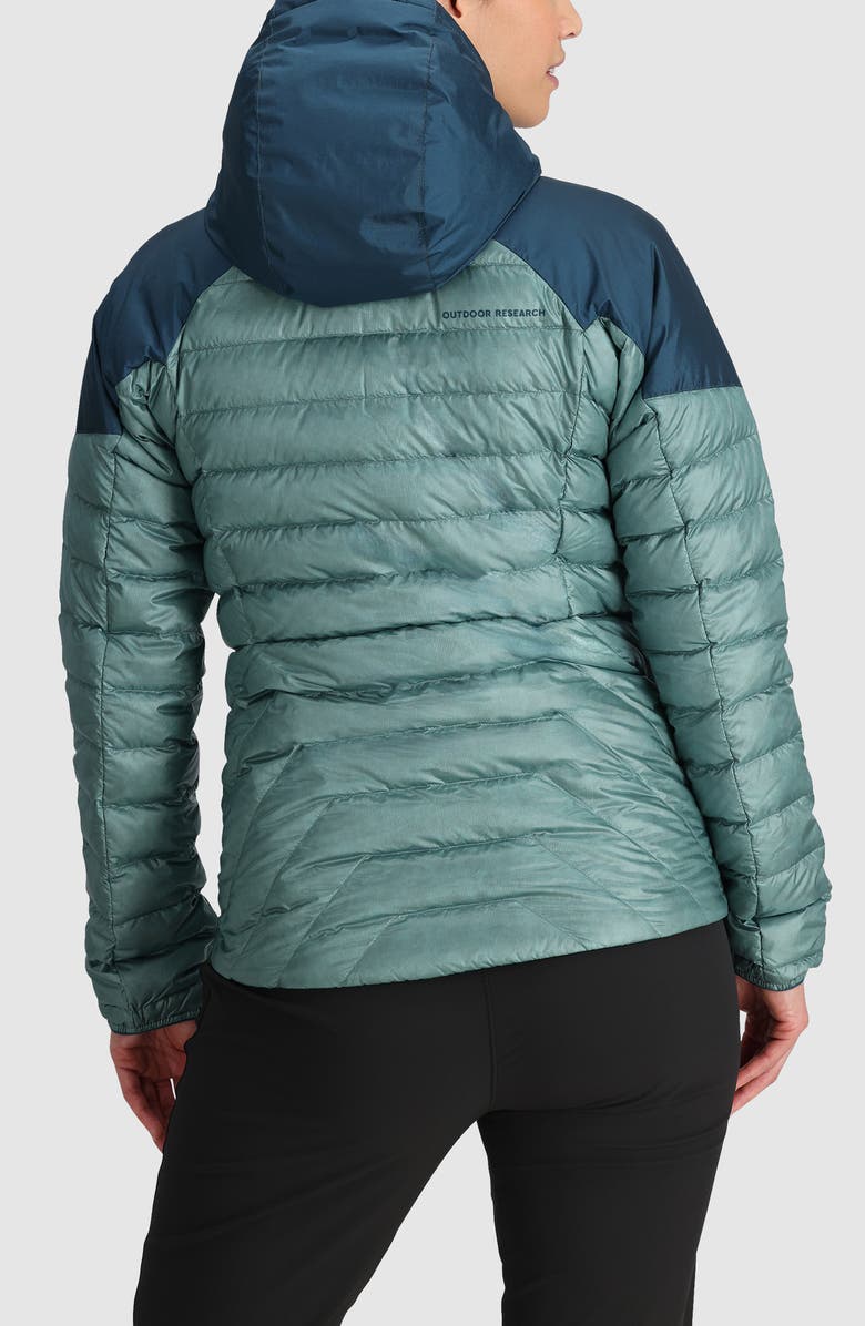 Outdoor Research Helium 800 Fill Power Down Hooded Jacket, Alternate, color, Neptune/ Harbor
