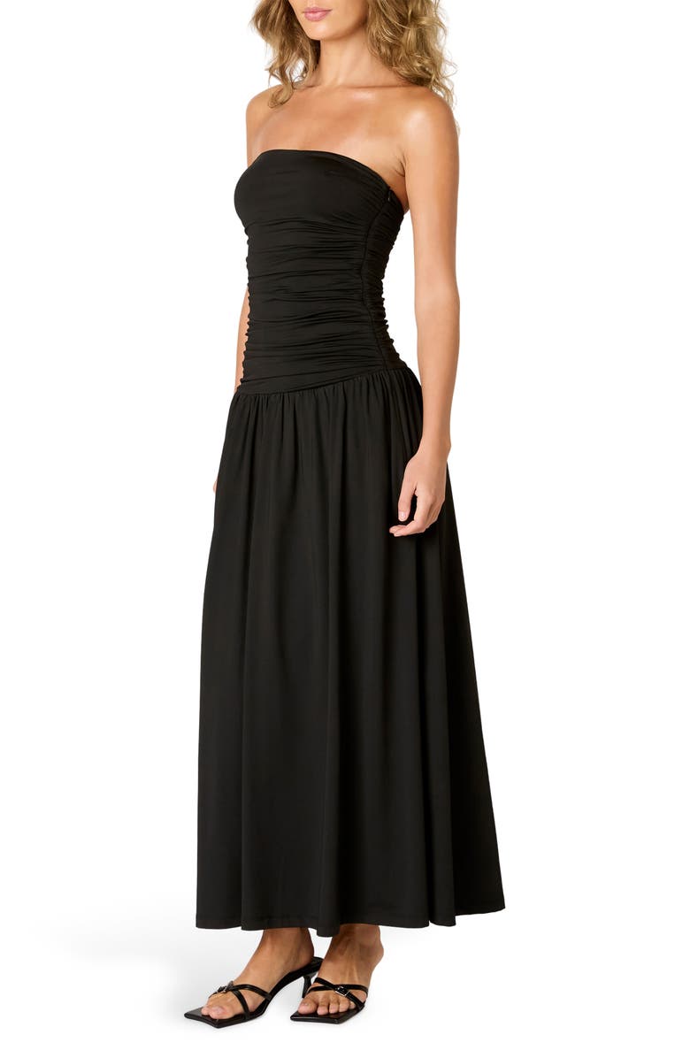 Nia Santal Strapless Dress, Alternate, color, Black
