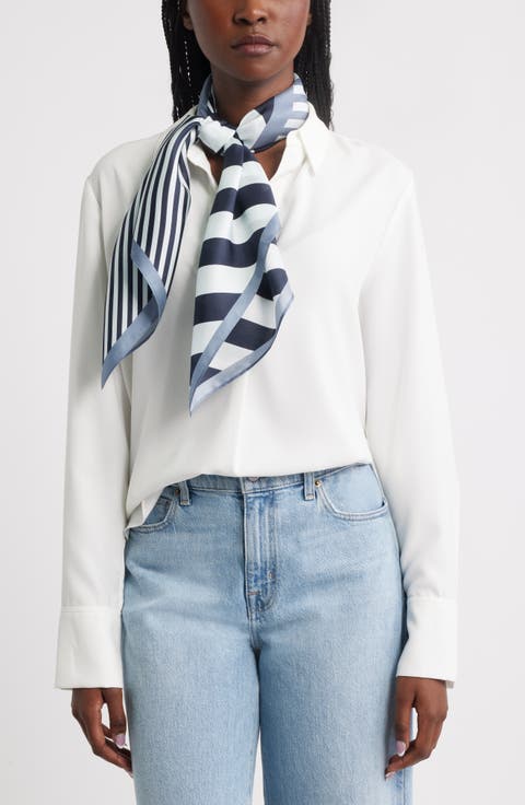 Stripe Square Silk Scarf