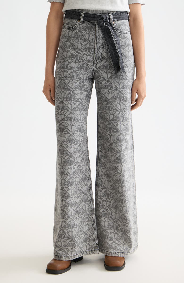 Scotch & Soda The Wave Wide Leg Jeans, Main, color, Monogram Black
