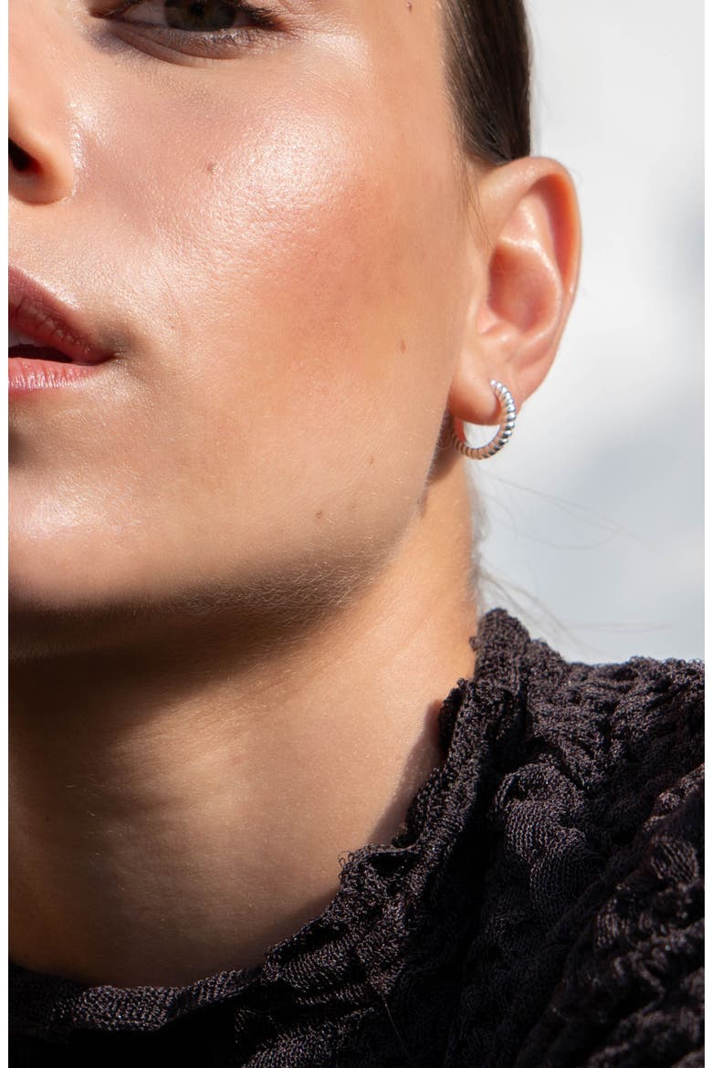 Twist Huggie Hoops, Alternate, color, Sterling Silver