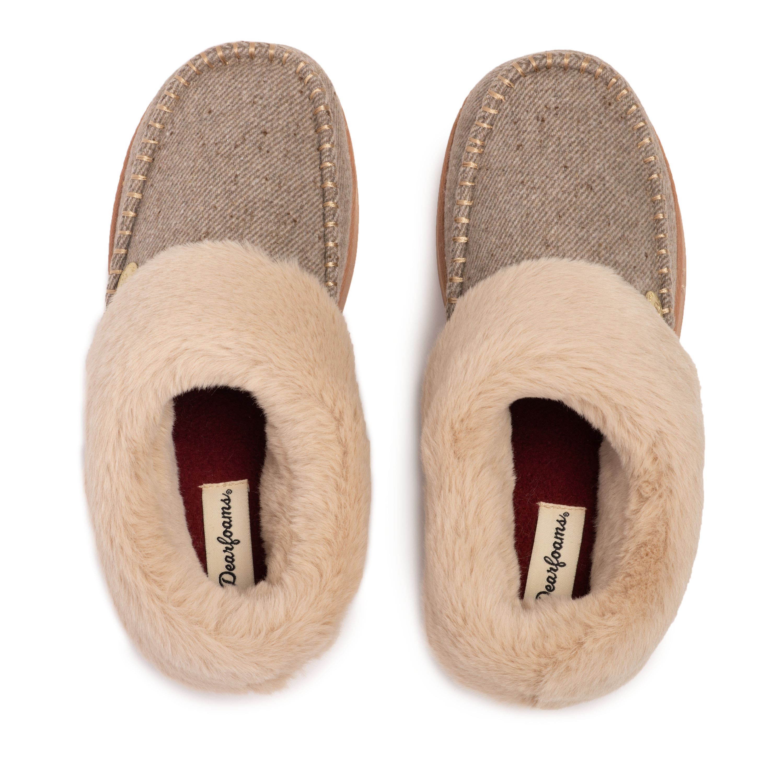 Nyla Plaid Moccasin Toe Clog Slippers, Alternate, color, FOSSIL