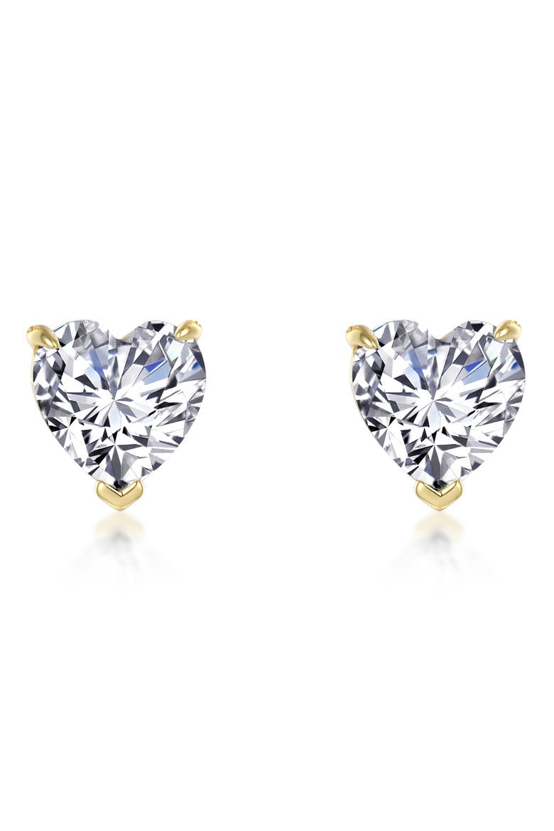 Simulated Diamond Heart Stud Earrings, Main, color, WHITE