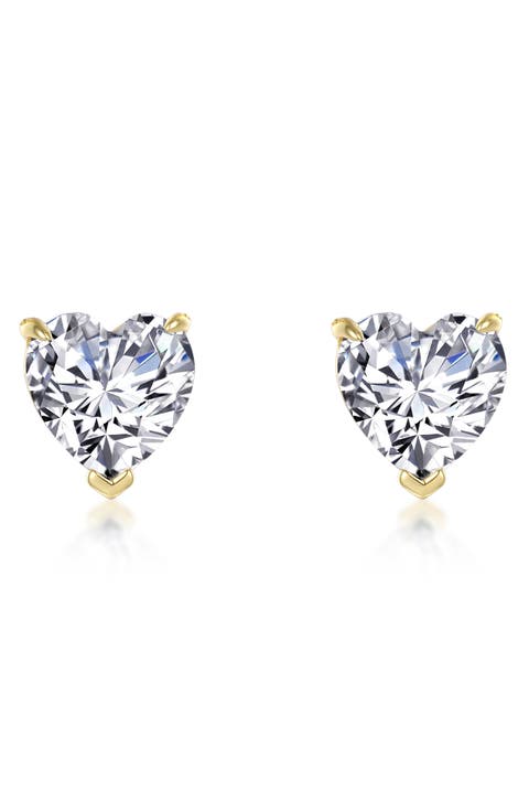 Simulated Diamond Heart Stud Earrings