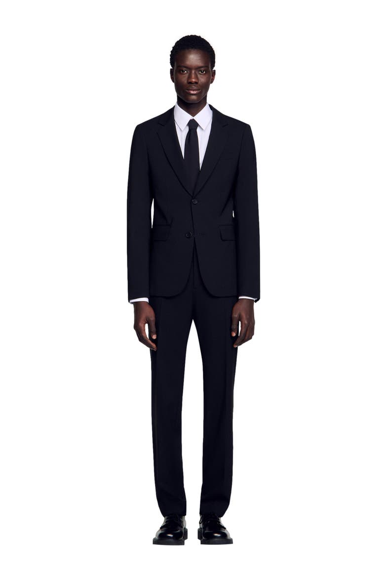 Virgin wool suit jacket, Alternate, color, Black