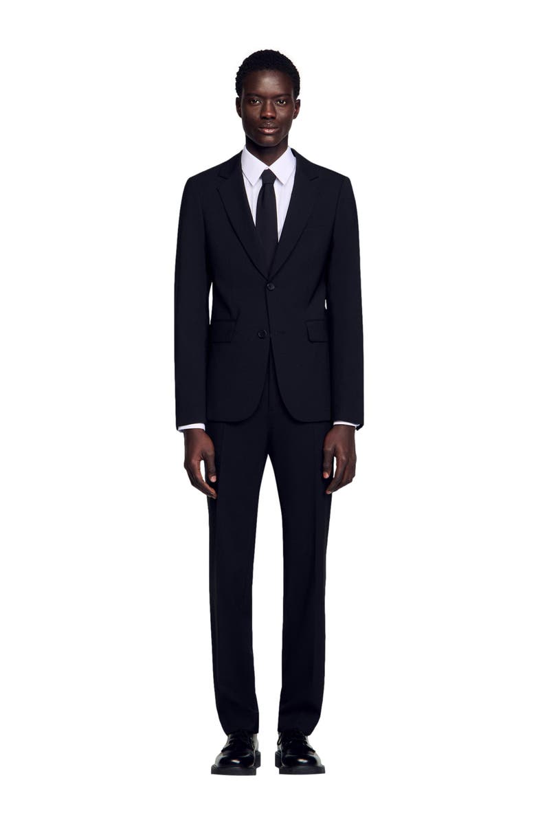 SANDRO Virgin wool suit jacket, Alternate, color, Black