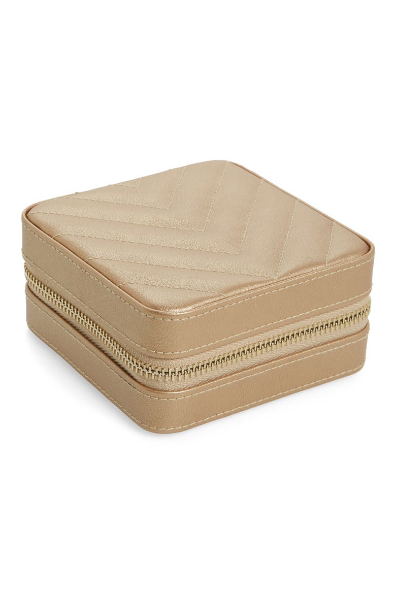 Caroline Travel Jewelry Case, Main, color, METALLIC GOLD
