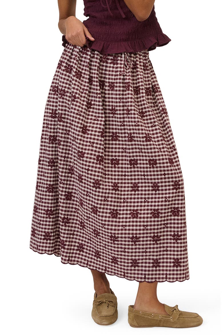 Naples Cotton Blend Midi Skirt, Main, color, RED