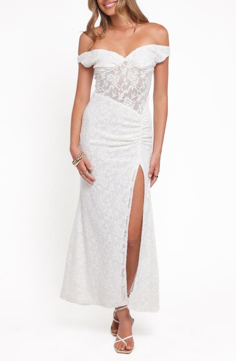 Pascha Lace Off the Shoulder Maxi Dress