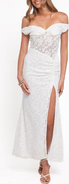 Petal & Pup Pascha Lace Off the Shoulder Maxi Dress