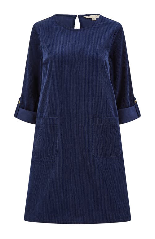 Yumi Cord Tunic Dress With Pockets In Blue