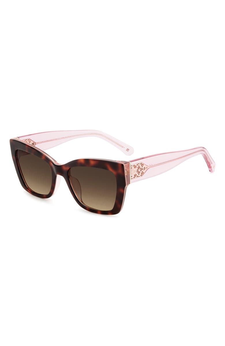 Kate Spade New York 53mm valeria/s cat eye sunglasses, Alternate, color, Havana Pink/ Brown Gradient