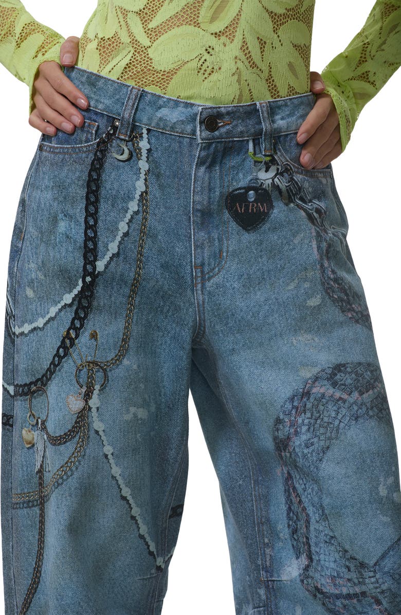 AFRM Walker Barrel Leg Jeans, Alternate, color, Grunge Paint