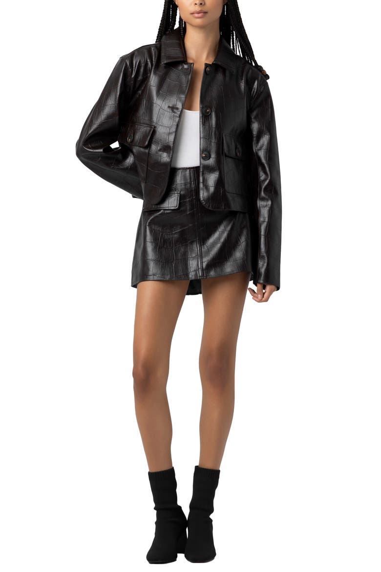 Embossed Faux Leather Jacket, Alternate, color, INNER DRIVE