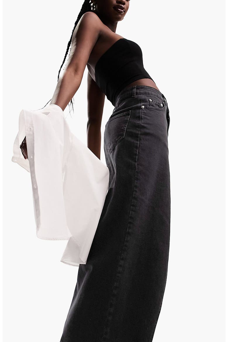 Denim Midi Skirt, Alternate, color, BLACK