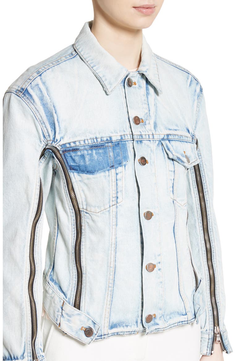 Zipper Detail Denim Jacket, Alternate, color, INDIGO