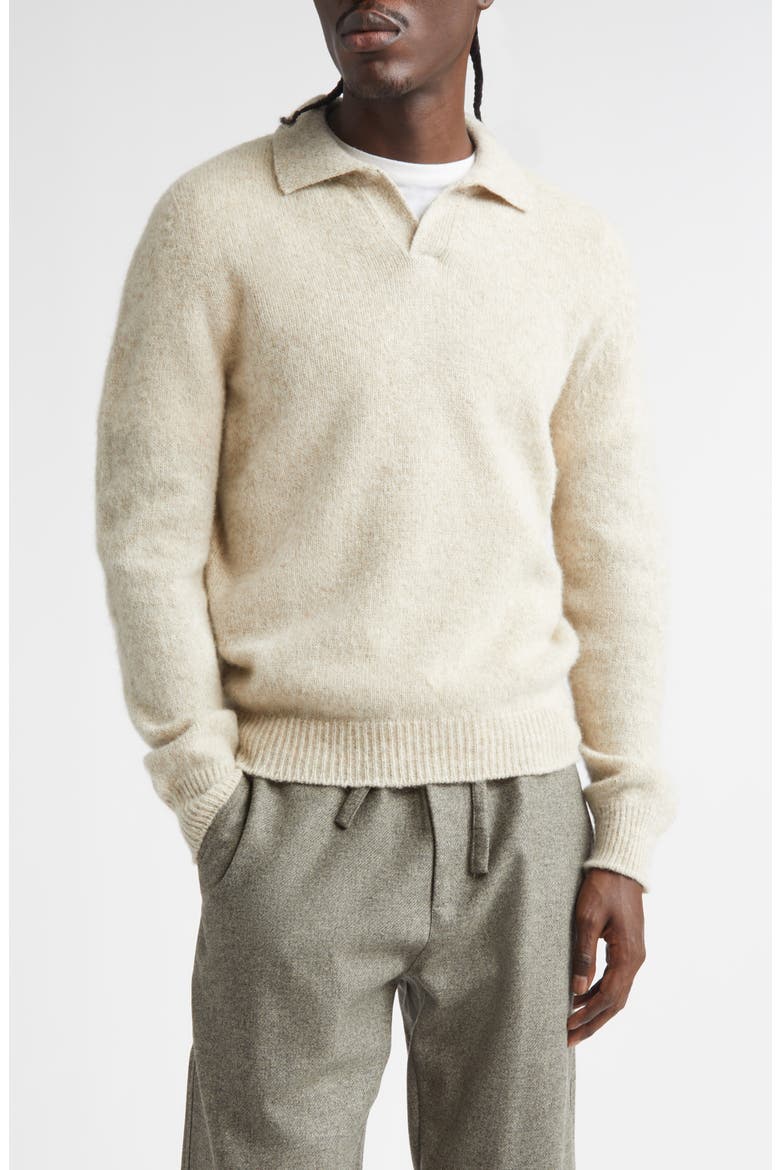 Long Sleeve Wool Polo Sweater, Main, color, BISCUIT