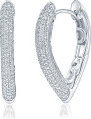SIMONA Pavé Cubic Zirconia V Hoop Earrings