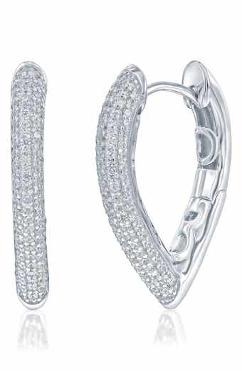 Pavé Cubic Zirconia V Hoop Earrings