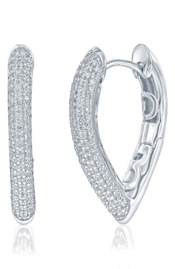 Simona Pavé Cubic Zirconia V Hoop Earrings