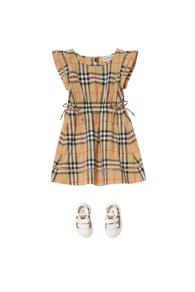 Check Cotton Dress, Alternate, color, Sand beige