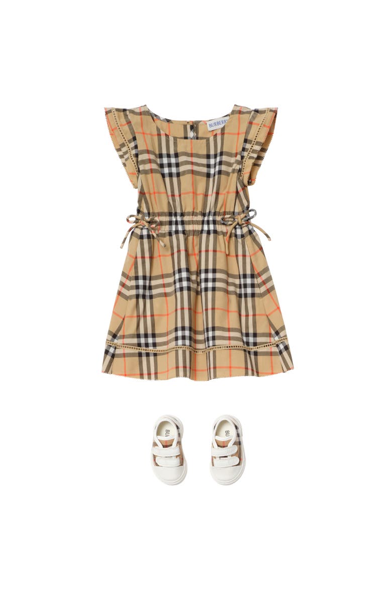 Burberry Check Cotton Dress, Alternate, color, Sand Beige