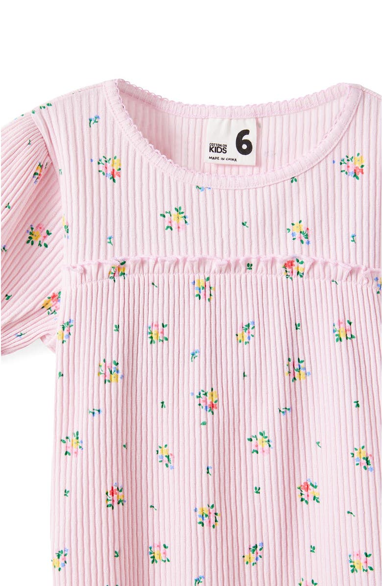 Cotton On Kids Kid's Posie Short Sleeve Babydoll Top, Alternate, color, Tea Party Pink Floral Ditsy