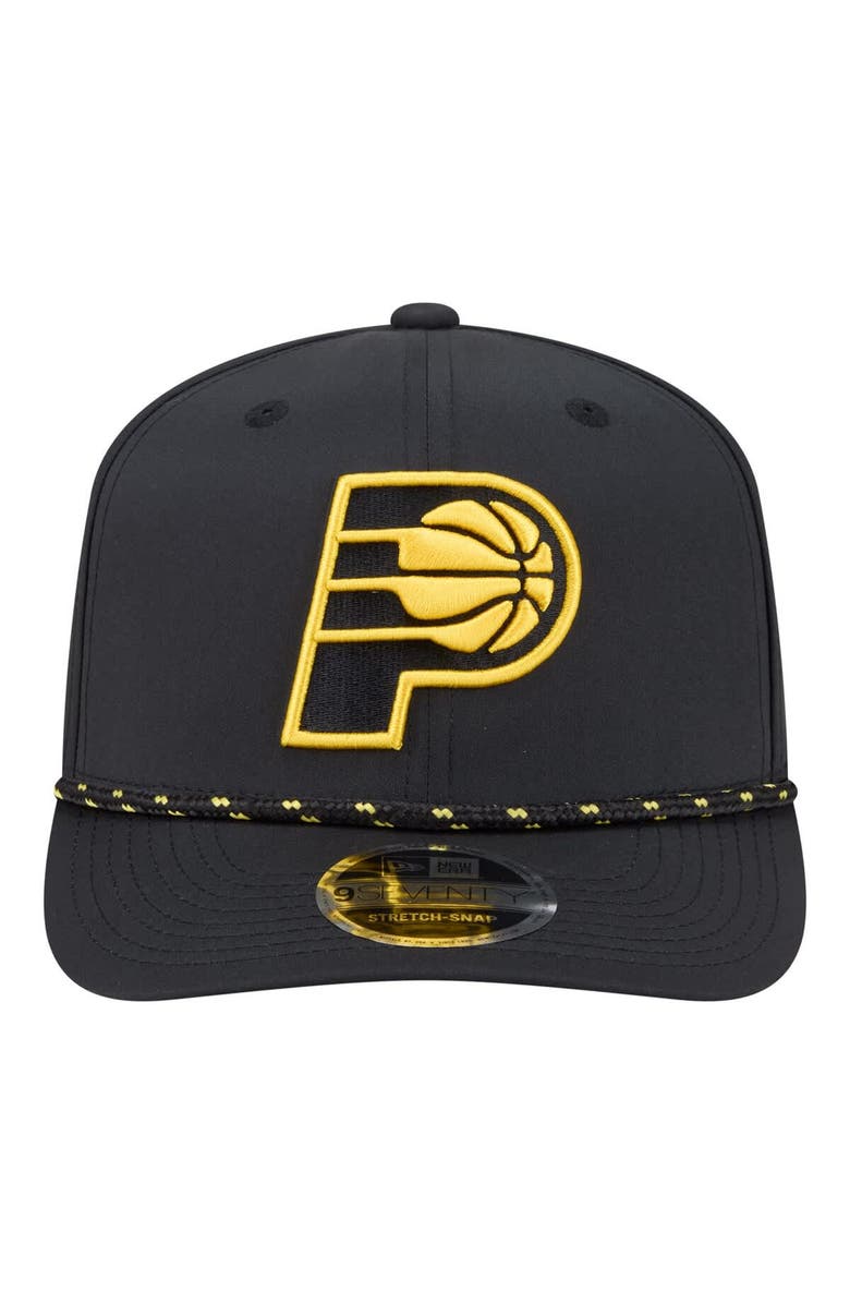 New Era Men's New Era Black Indiana Pacers Sport Rope Vented Stretch-Snap 9SEVENTY Hat, Alternate, color, Black