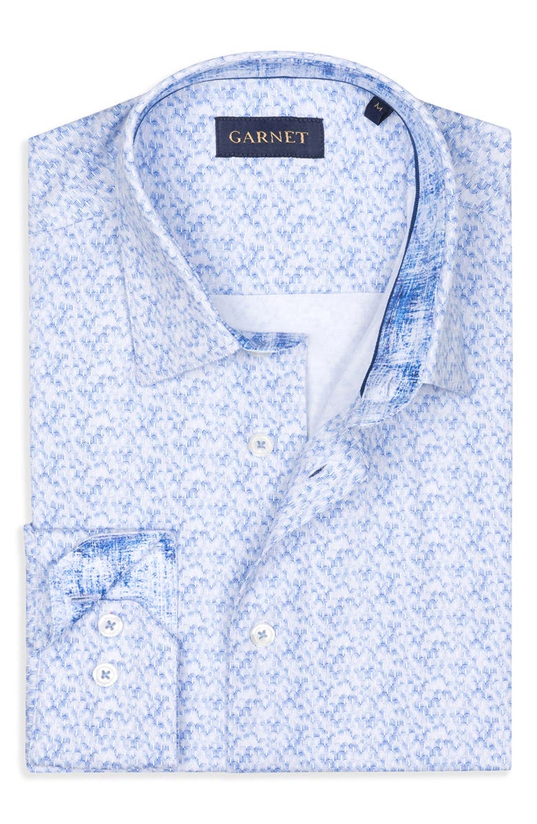 STUDIO GARNET LOS ANGELES Sky Mirage Stretch Supima Cotton Button-Up Shirt, Alternate, color, Lake