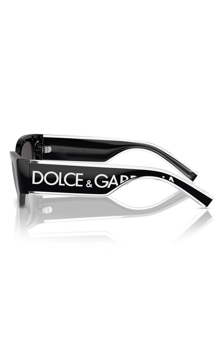 Dolce&Gabbana Kids' 48mm Small Cat Eye Sunglasses, Alternate, color, Black / Dark Grey
