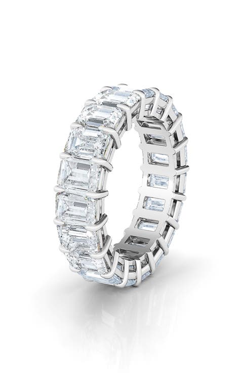 Emerald Cut Lab Created Diamond 18K Gold Eternity Band