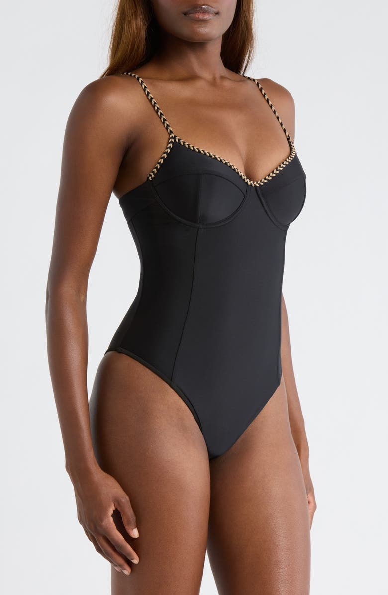Ramy Brook Jayda Braided One-Piece Swimsuit, Alternate, color, Black