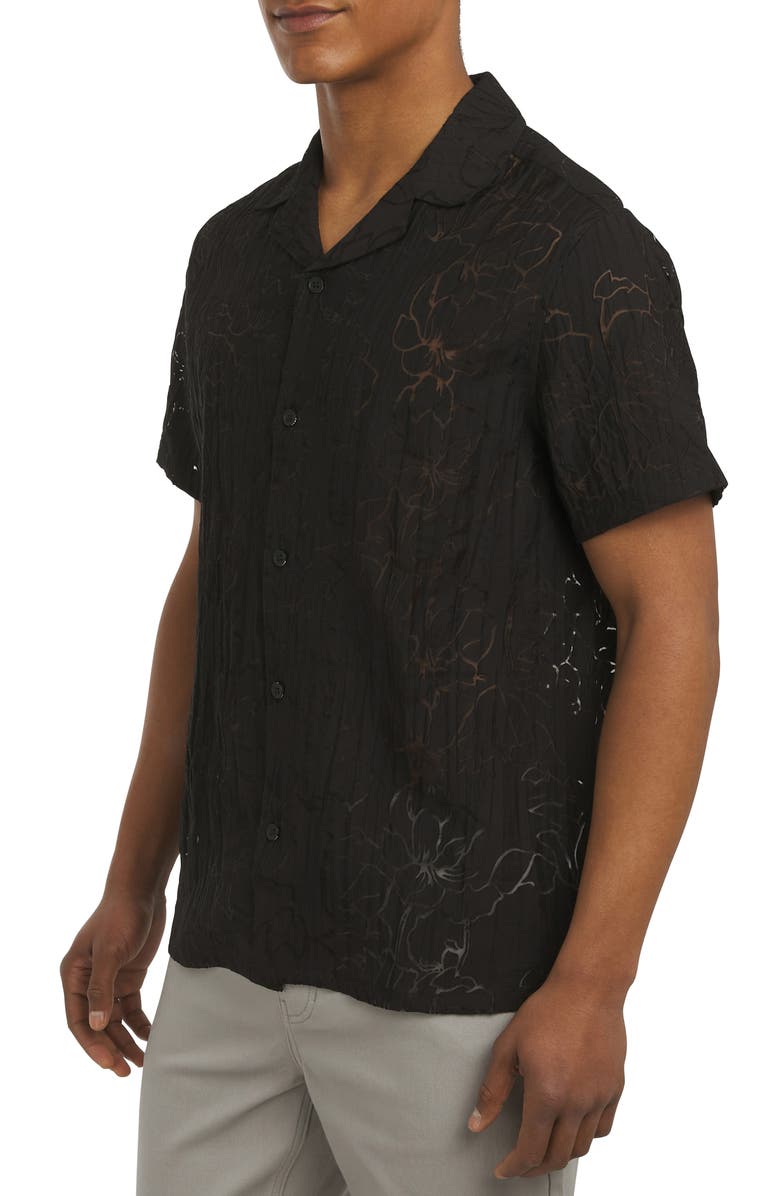 DKNY SPORTSWEAR Rockaway Camp Shirt, Alternate, color, Black