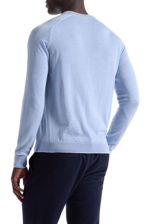 Bugatchi Merino Wool, Silk & Linen Crewneck Sweater In Blue
