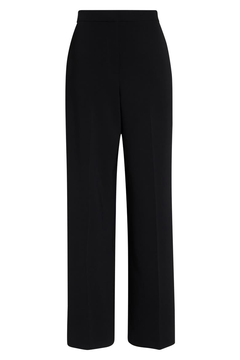 Stretch Linen Blend Twill Wide Leg Pants, Alternate, color, BLACK